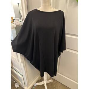 P. Cill Size Large Black Oversized Draped Heavy Knit Top with Seams and Pockets
